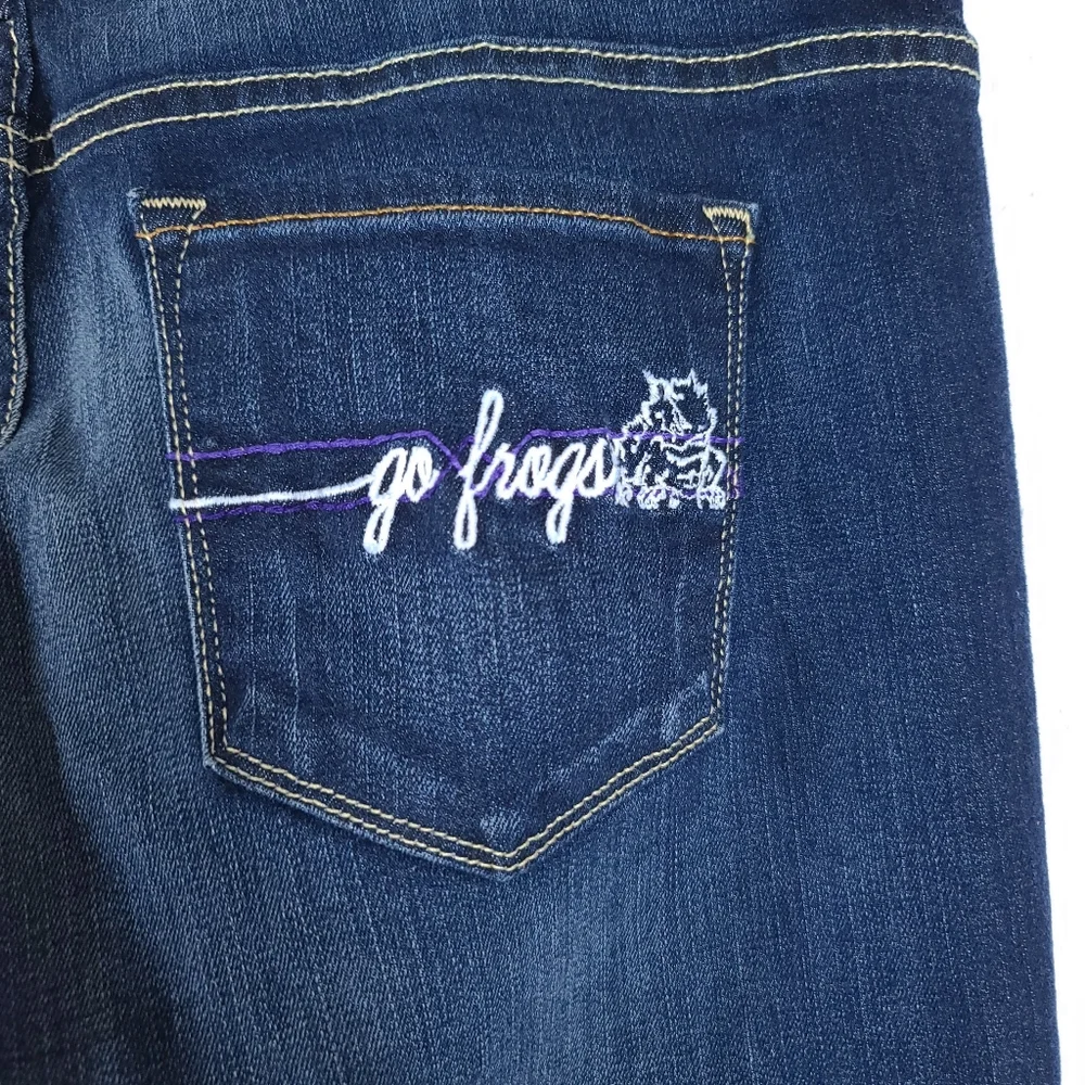 OCJ Apparel TCU Go Frogs Print Collegiate Jeans - Picture 9 of 9